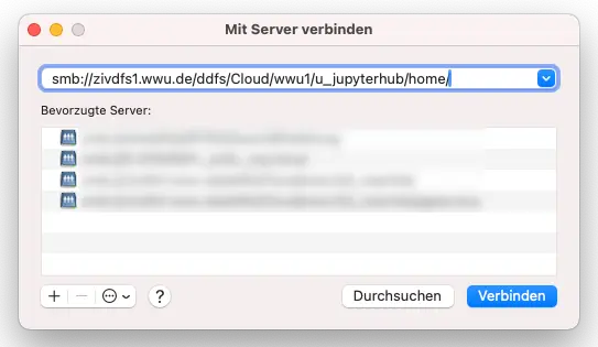Connect to server dialog